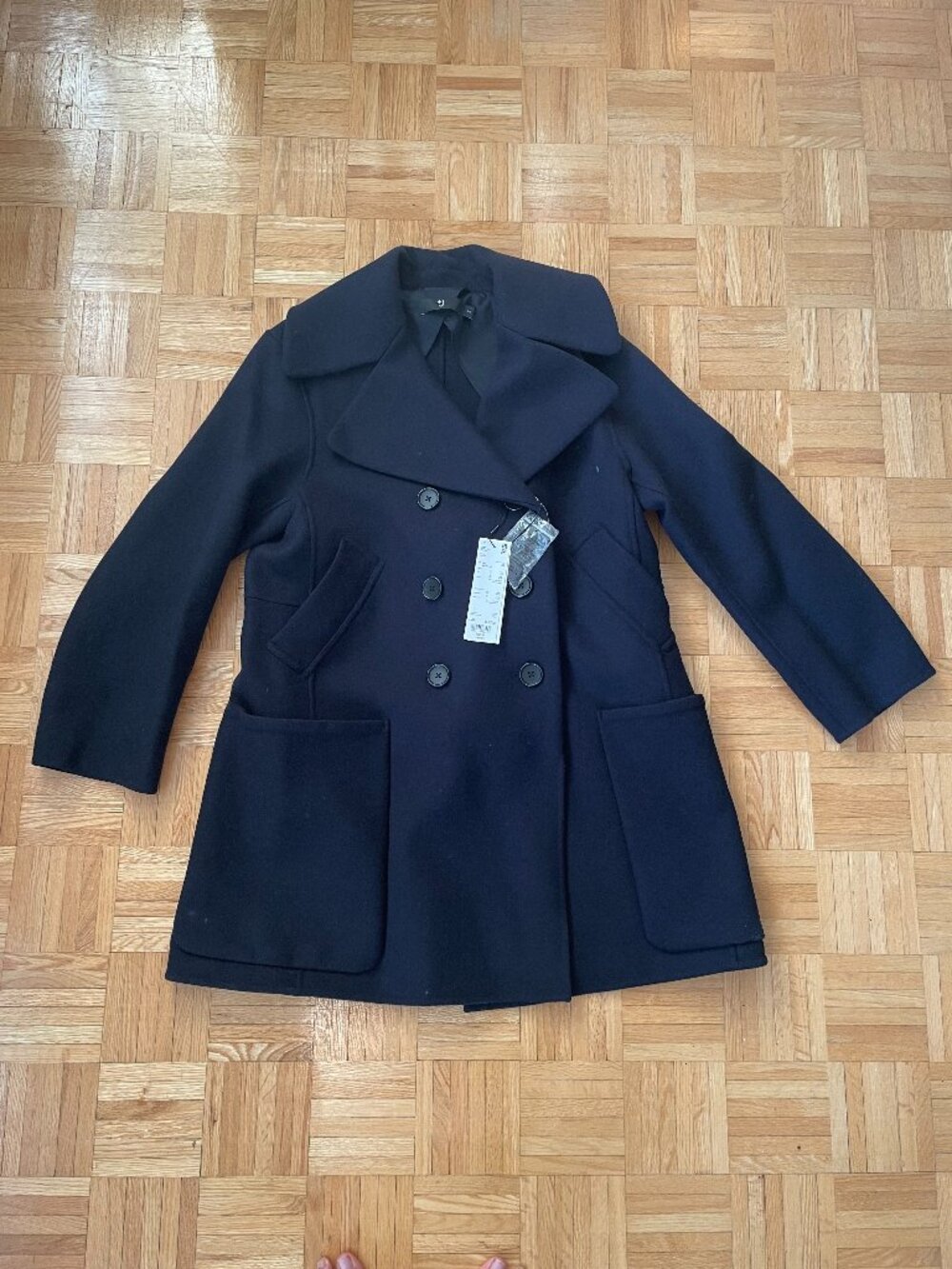BNWT +J Uniqlo Women's Wool Navy Blue Peacoat Size Large